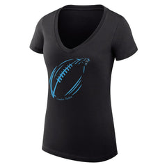 Carolina Panthers G-III 4Her by Carl Banks Women's Super-Slim Fit Lightweight Subtle Football V-Neck T-Shirt Black | NFL
