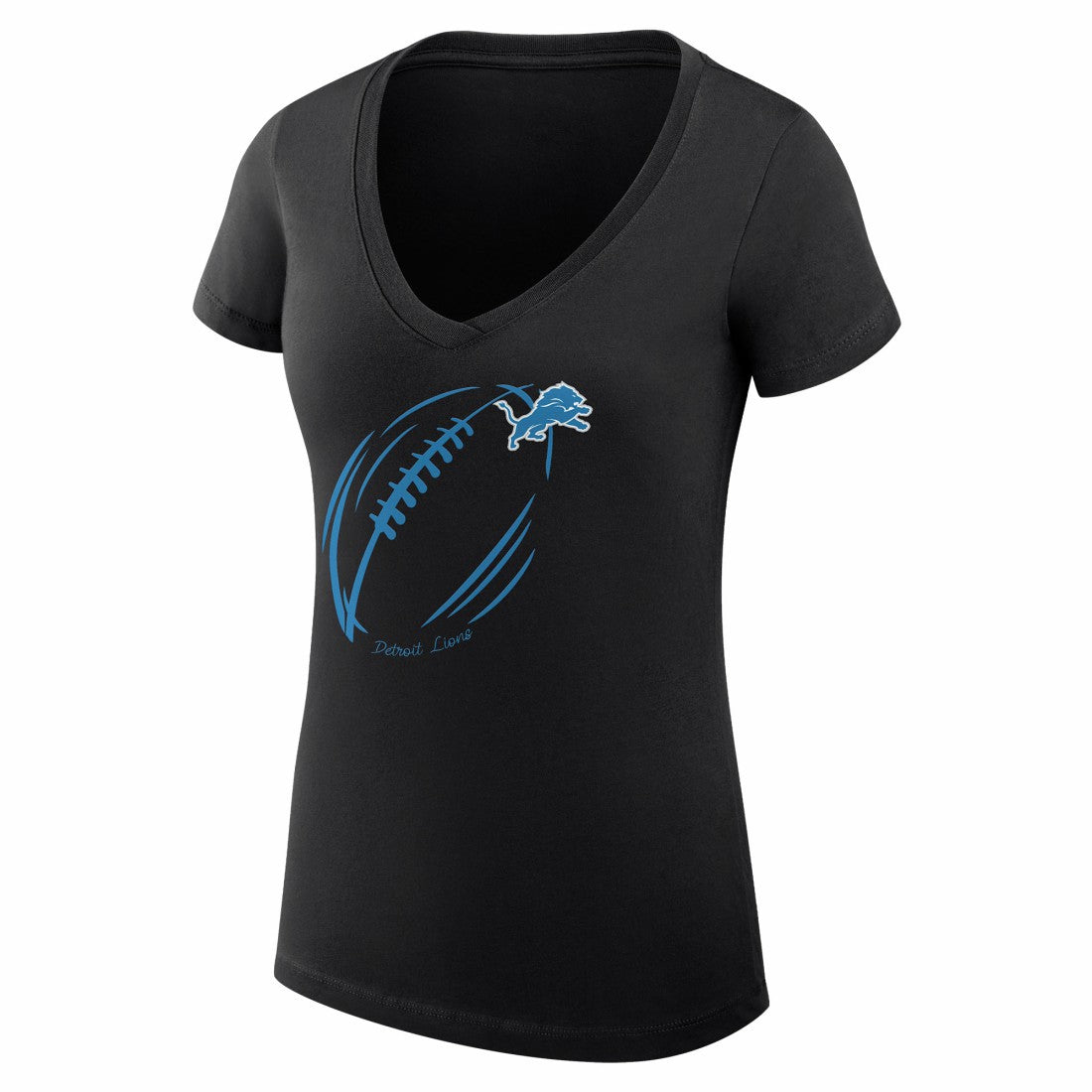 Detroit Lions G-III 4Her by Carl Banks Women's Super-Slim Fit Lightweight Subtle Football V-Neck T-Shirt Black | NFL