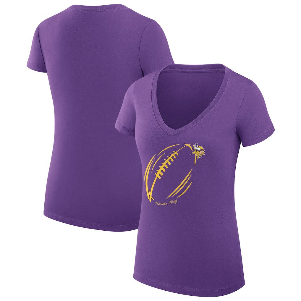 Minnesota Vikings G-III 4Her by Carl Banks Women's Super-Slim Fit Lightweight Subtle Football V-Neck T-Shirt Purple | NFL
