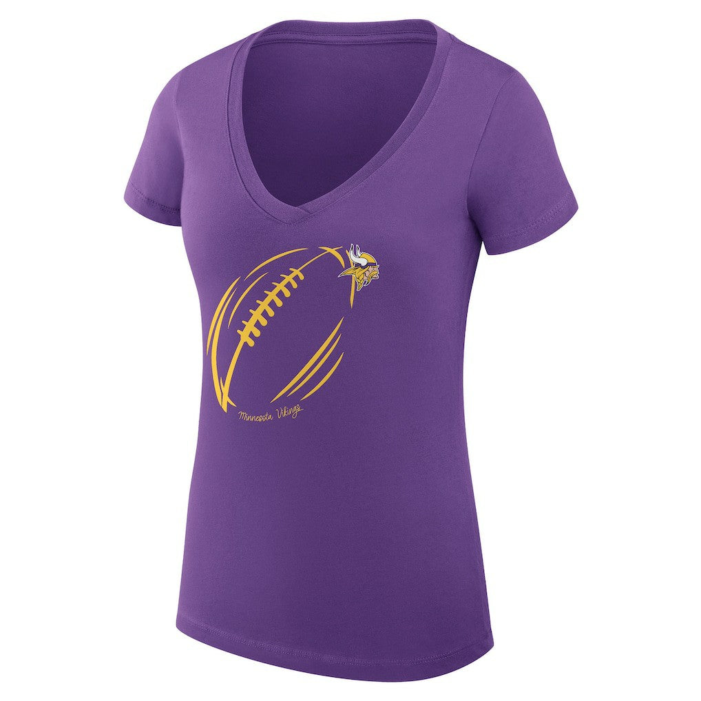 Minnesota Vikings G-III 4Her by Carl Banks Women's Super-Slim Fit Lightweight Subtle Football V-Neck T-Shirt Purple | NFL