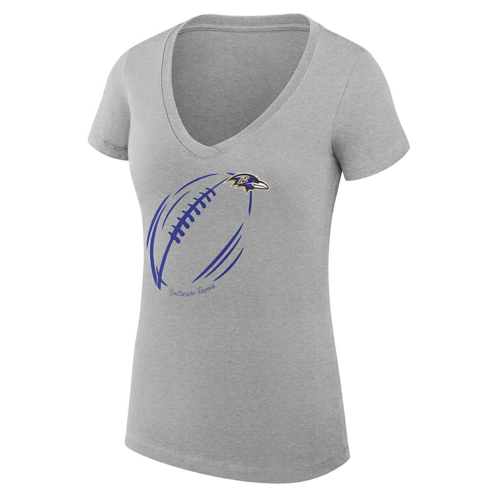 Baltimore Ravens G-III 4Her by Carl Banks Women's Super-Slim Fit Lightweight Subtle Football V-Neck T-Shirt Heather Gray | NFL