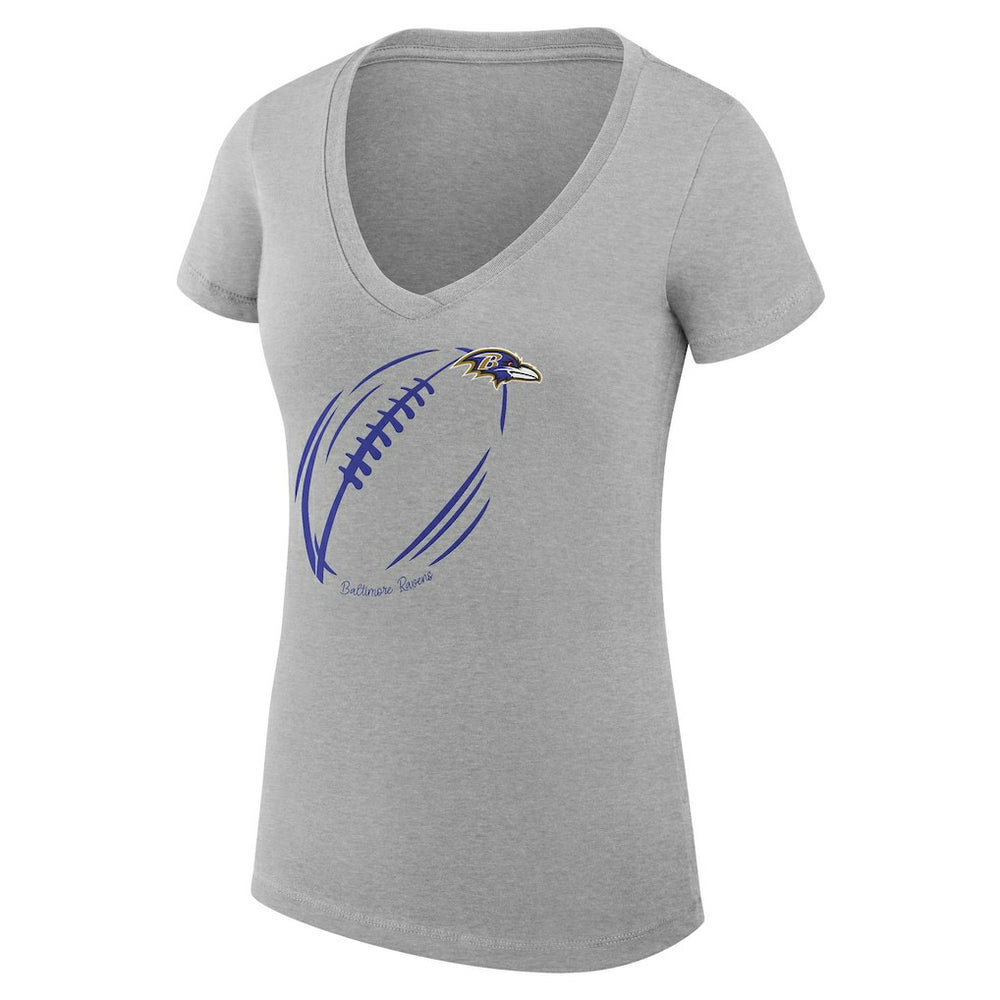 Baltimore Ravens G-III 4Her by Carl Banks Women's Super-Slim Fit Lightweight Subtle Football V-Neck T-Shirt Heather Gray | NFL