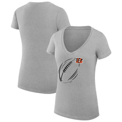 Cincinnati Bengals G-III 4Her by Carl Banks Women's Super-Slim Fit Lightweight Subtle Football V-Neck T-Shirt Heather Gray | NFL