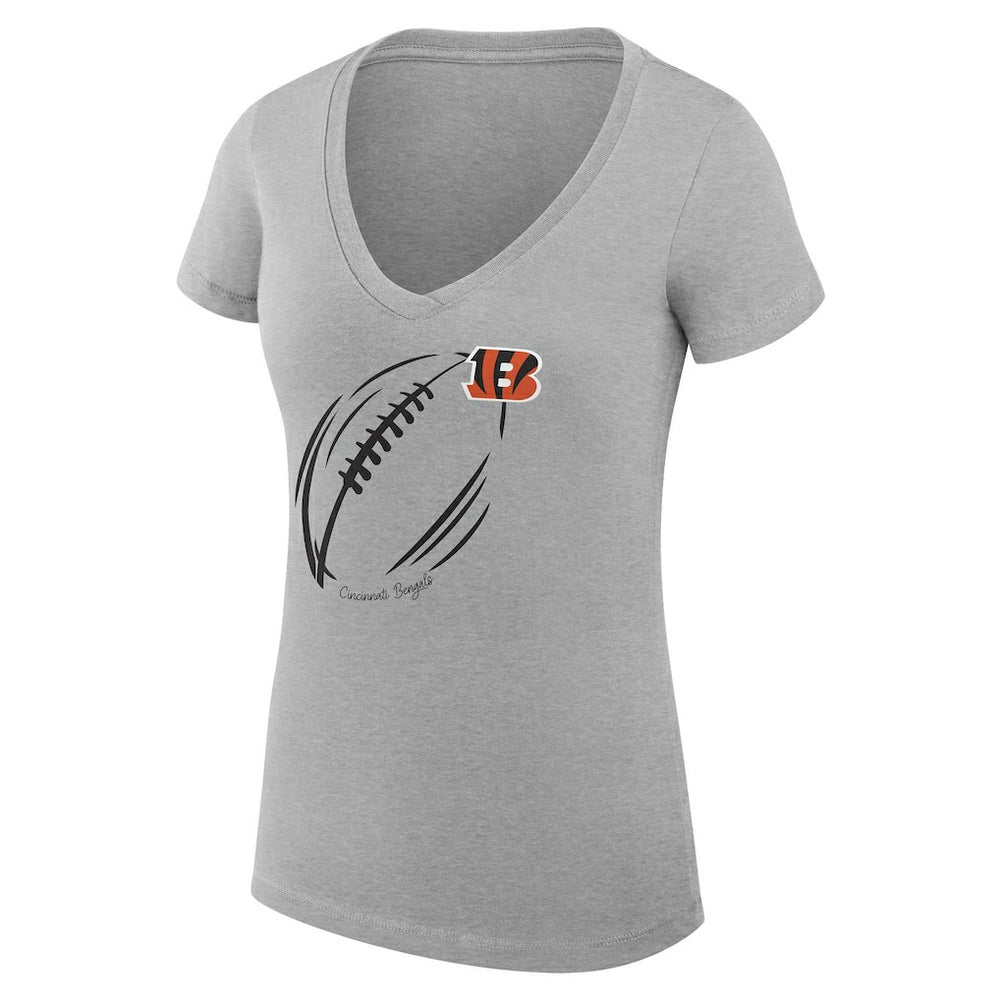 Cincinnati Bengals G-III 4Her by Carl Banks Women's Super-Slim Fit Lightweight Subtle Football V-Neck T-Shirt Heather Gray | NFL