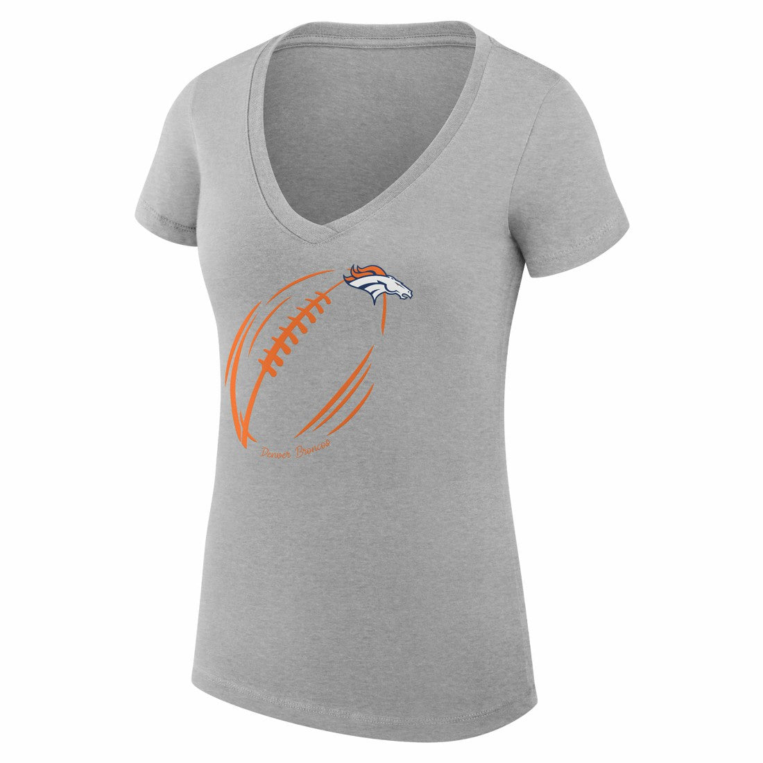 Denver Broncos G-III 4Her by Carl Banks Women's Super-Slim Fit Lightweight Subtle Football V-Neck T-Shirt Heather Gray | NFL