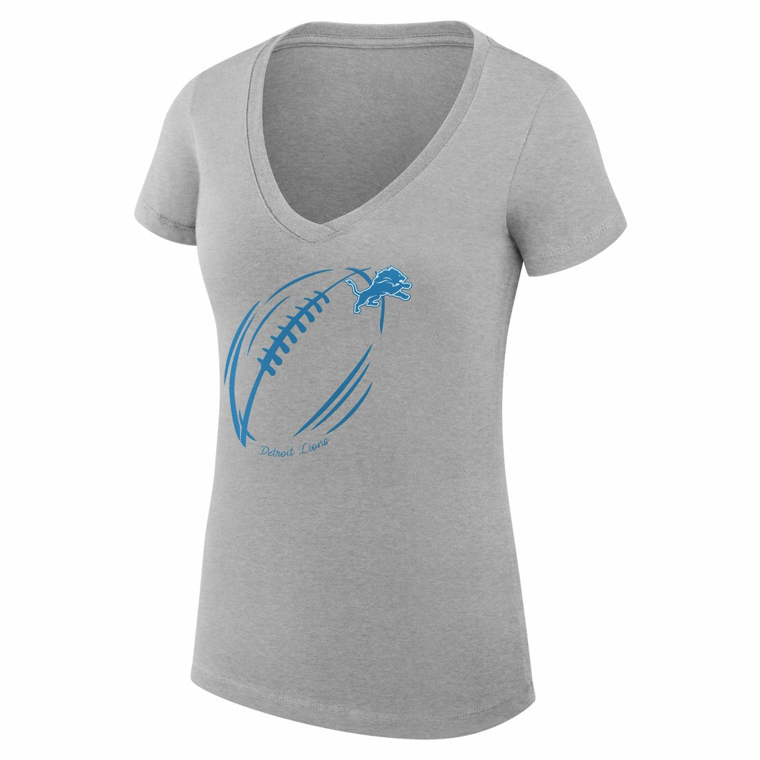 Detroit Lions G-III 4Her by Carl Banks Women's Super-Slim Fit Lightweight Subtle Football V-Neck T-Shirt Heather Gray | NFL