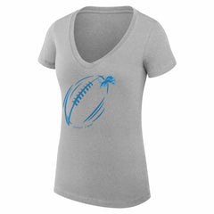Detroit Lions G-III 4Her by Carl Banks Women's Super-Slim Fit Lightweight Subtle Football V-Neck T-Shirt Heather Gray | NFL