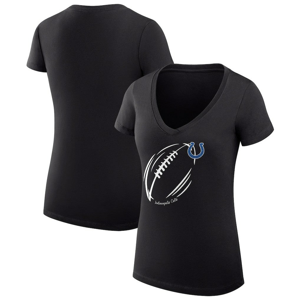 Indianapolis Colts G-III 4Her by Carl Banks Women's Super-Slim Fit Lightweight Subtle Football V-Neck T-Shirt Black | NFL