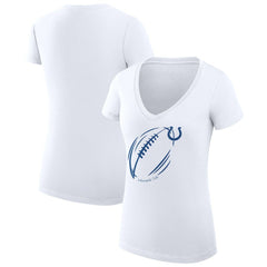 Indianapolis Colts G-III 4Her by Carl Banks Women's Super-Slim Fit Lightweight Subtle Football V-Neck T-Shirt White | NFL