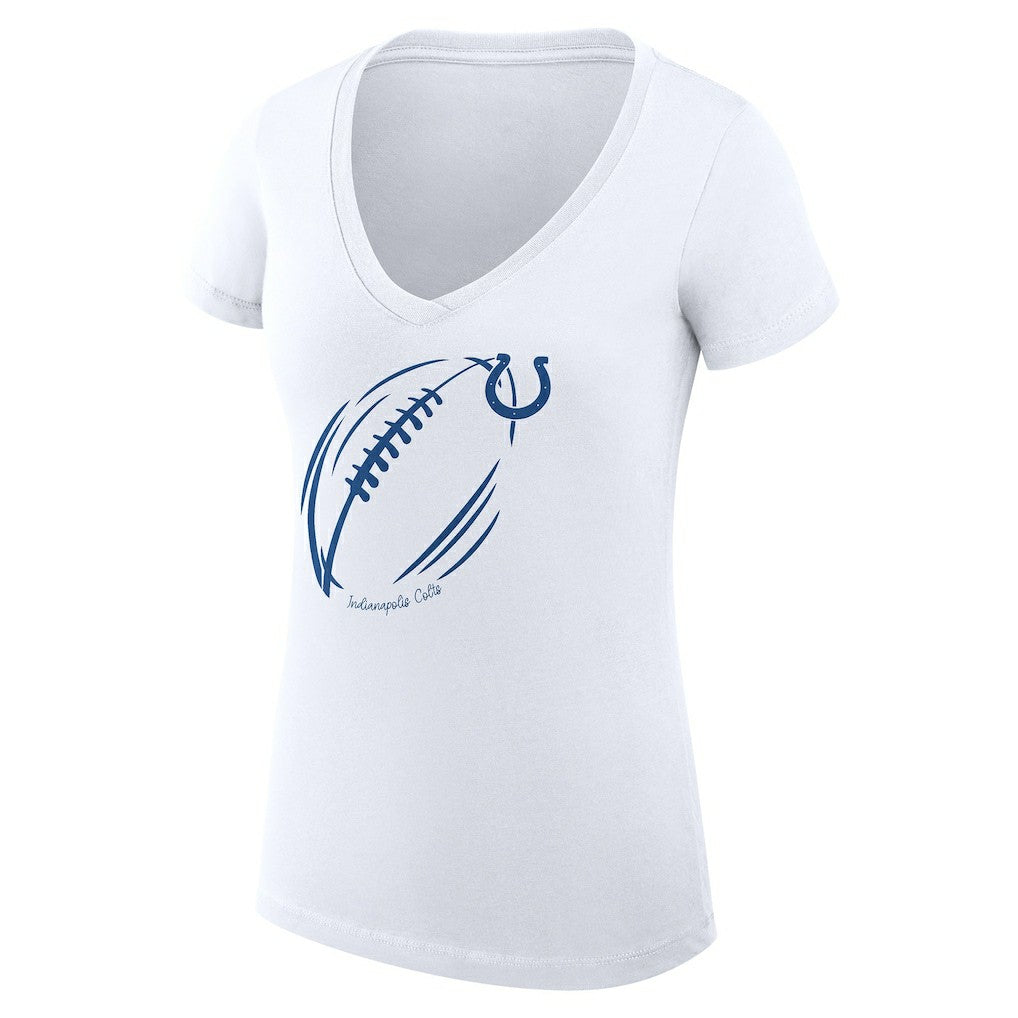 Indianapolis Colts G-III 4Her by Carl Banks Women's Super-Slim Fit Lightweight Subtle Football V-Neck T-Shirt White | NFL