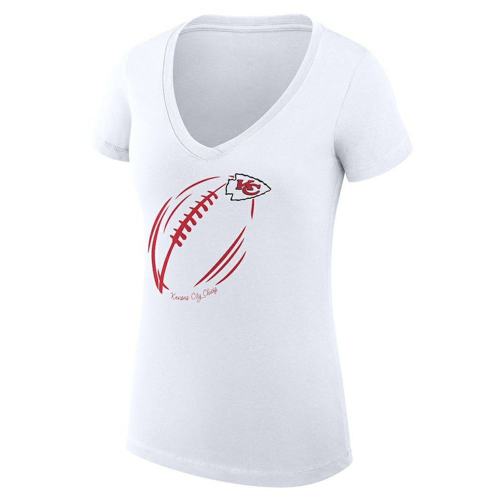 Kansas City Chiefs G-III 4Her by Carl Banks Women's Super-Slim Fit Lightweight Subtle Football V-Neck T-Shirt White | NFL