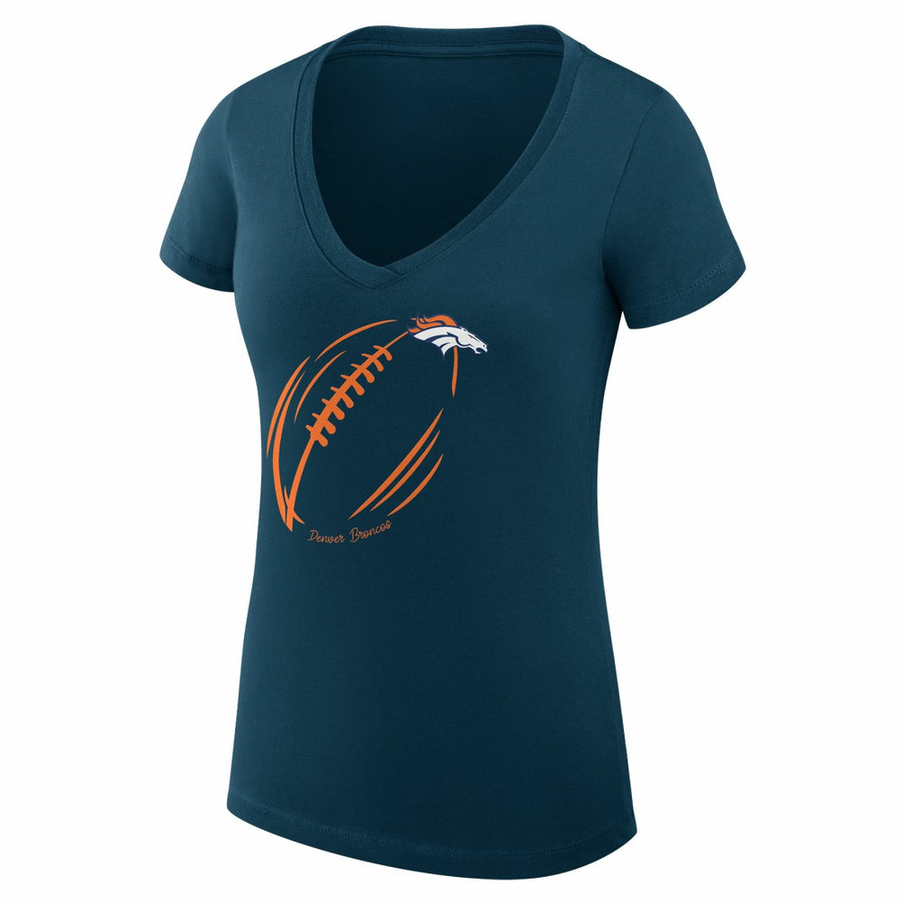 Denver Broncos G-III 4Her by Carl Banks Women's Super-Slim Fit Lightweight Subtle Football V-Neck T-Shirt Navy | NFL