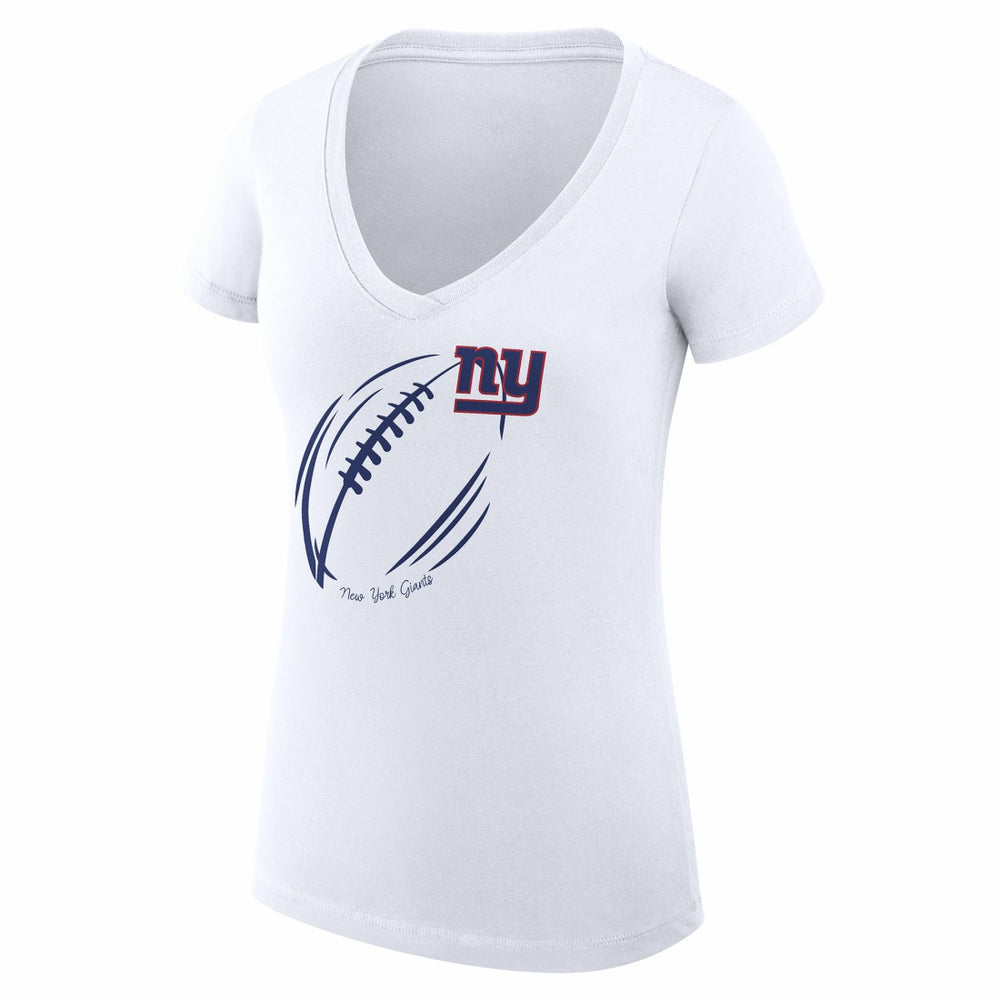 New York Giants G-III 4Her by Carl Banks Women's Super-Slim Fit Lightweight Subtle Football V-Neck T-Shirt White | NFL