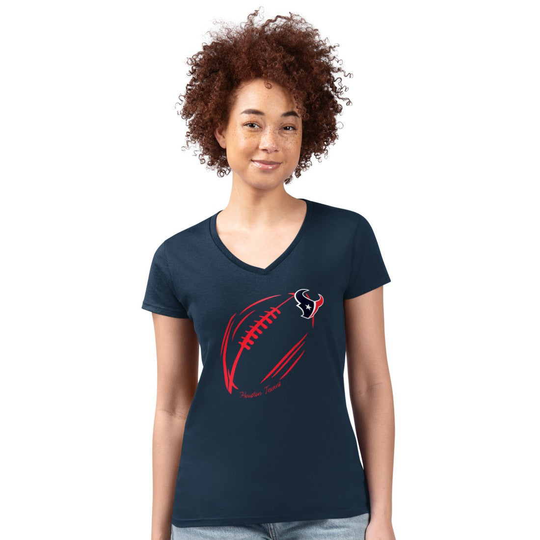 Houston Texans G-III 4Her by Carl Banks Women's Super-Slim Fit Lightweight Subtle Football V-Neck T-Shirt Navy | NFL