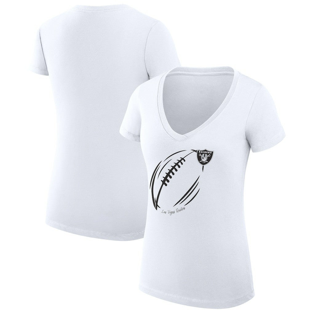 Las Vegas Raiders G-III 4Her by Carl Banks Women's Super-Slim Fit Lightweight Subtle Football V-Neck T-Shirt White | NFL