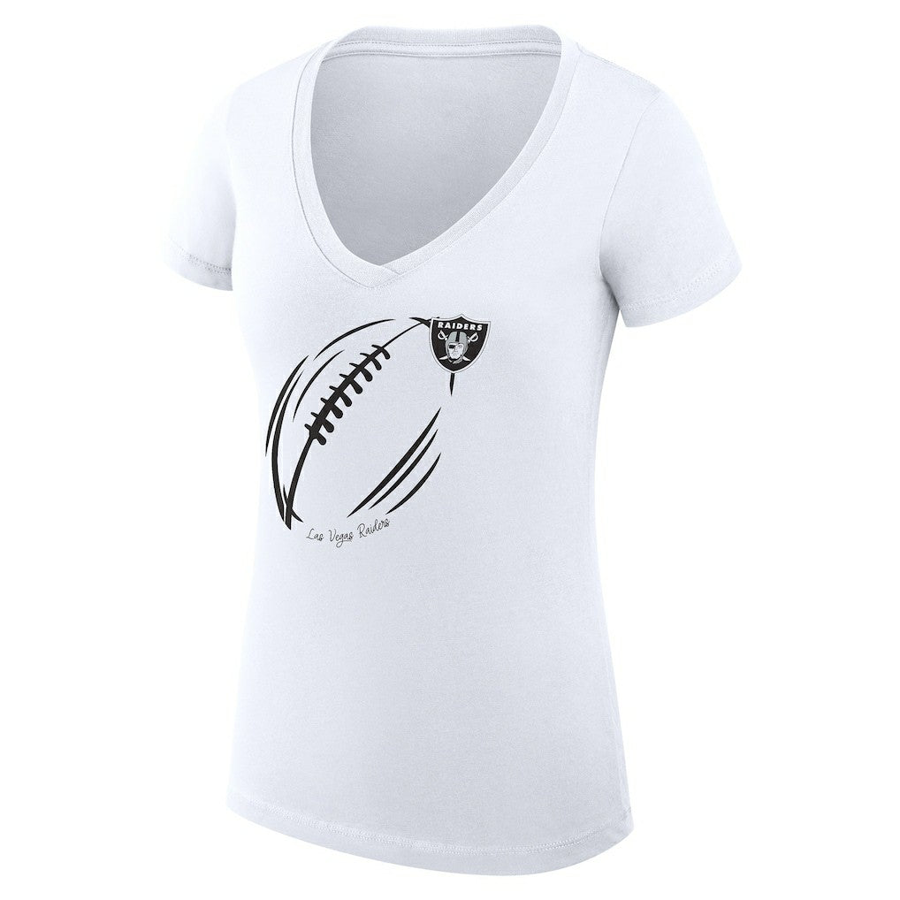 Las Vegas Raiders G-III 4Her by Carl Banks Women's Super-Slim Fit Lightweight Subtle Football V-Neck T-Shirt White | NFL