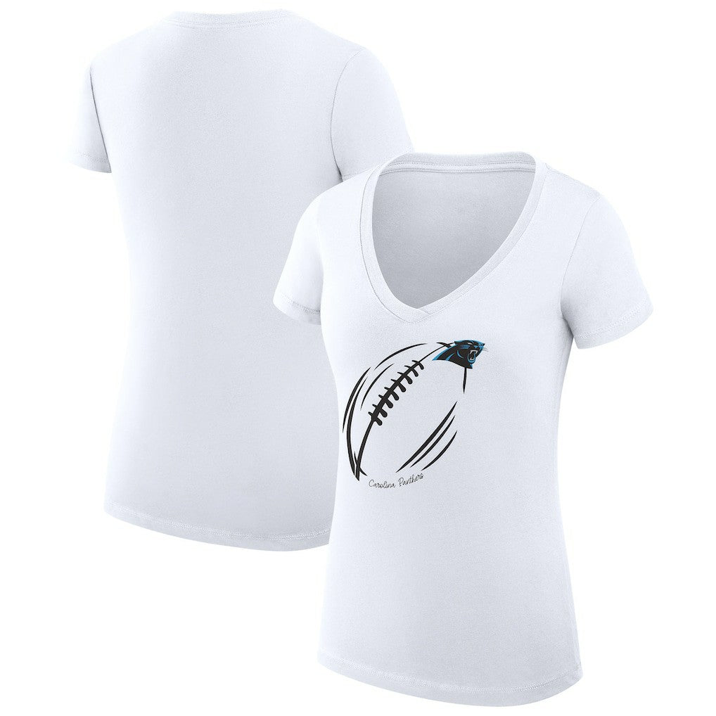 Carolina Panthers G-III 4Her by Carl Banks Women's Super-Slim Fit Lightweight Subtle Football V-Neck T-Shirt White | NFL