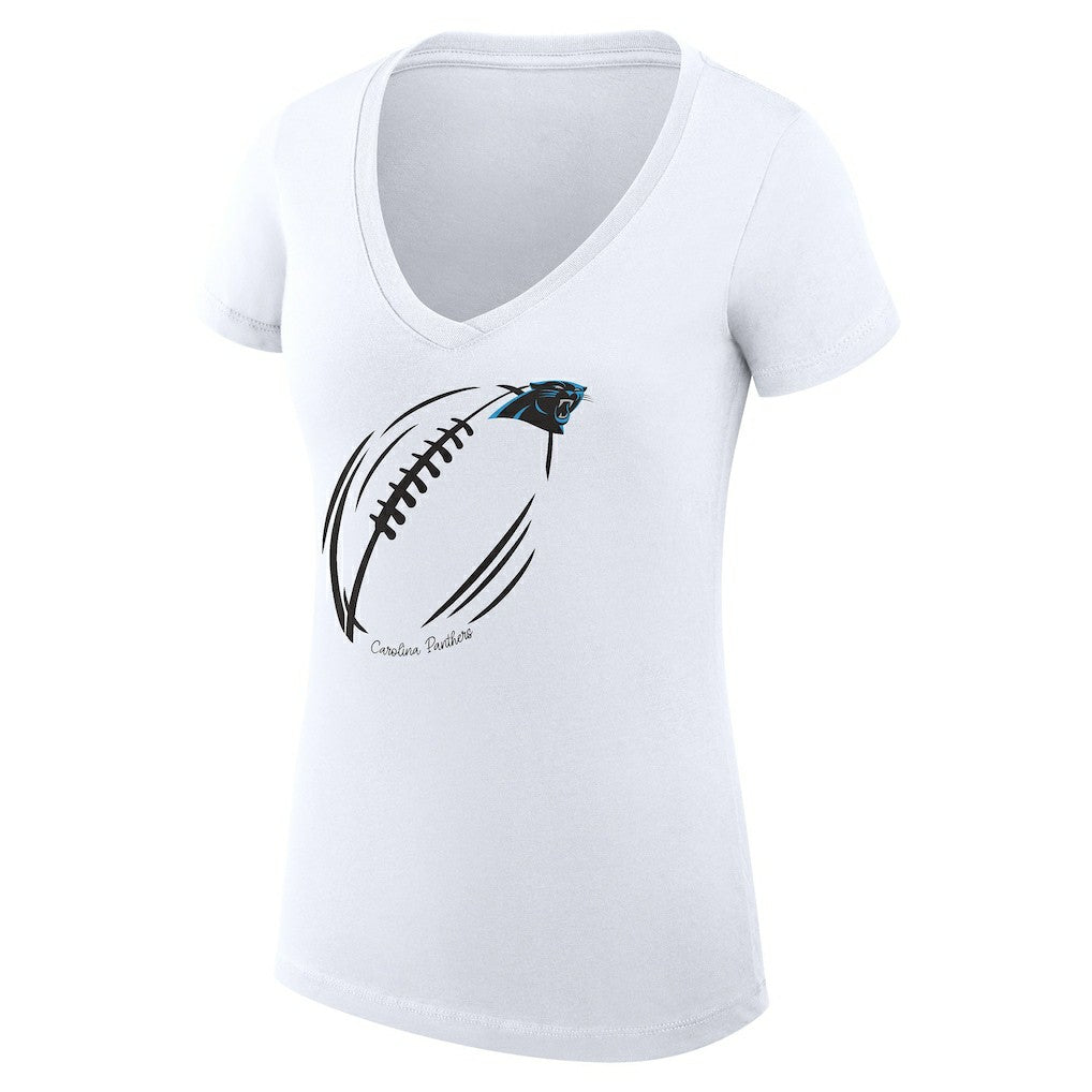 Carolina Panthers G-III 4Her by Carl Banks Women's Super-Slim Fit Lightweight Subtle Football V-Neck T-Shirt White | NFL