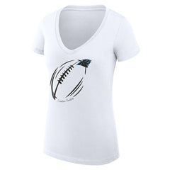 Carolina Panthers G-III 4Her by Carl Banks Women's Super-Slim Fit Lightweight Subtle Football V-Neck T-Shirt White | NFL