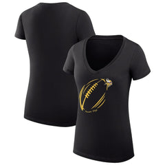 Minnesota Vikings G-III 4Her by Carl Banks Women's Super-Slim Fit Lightweight Subtle Football V-Neck T-Shirt Black | NFL