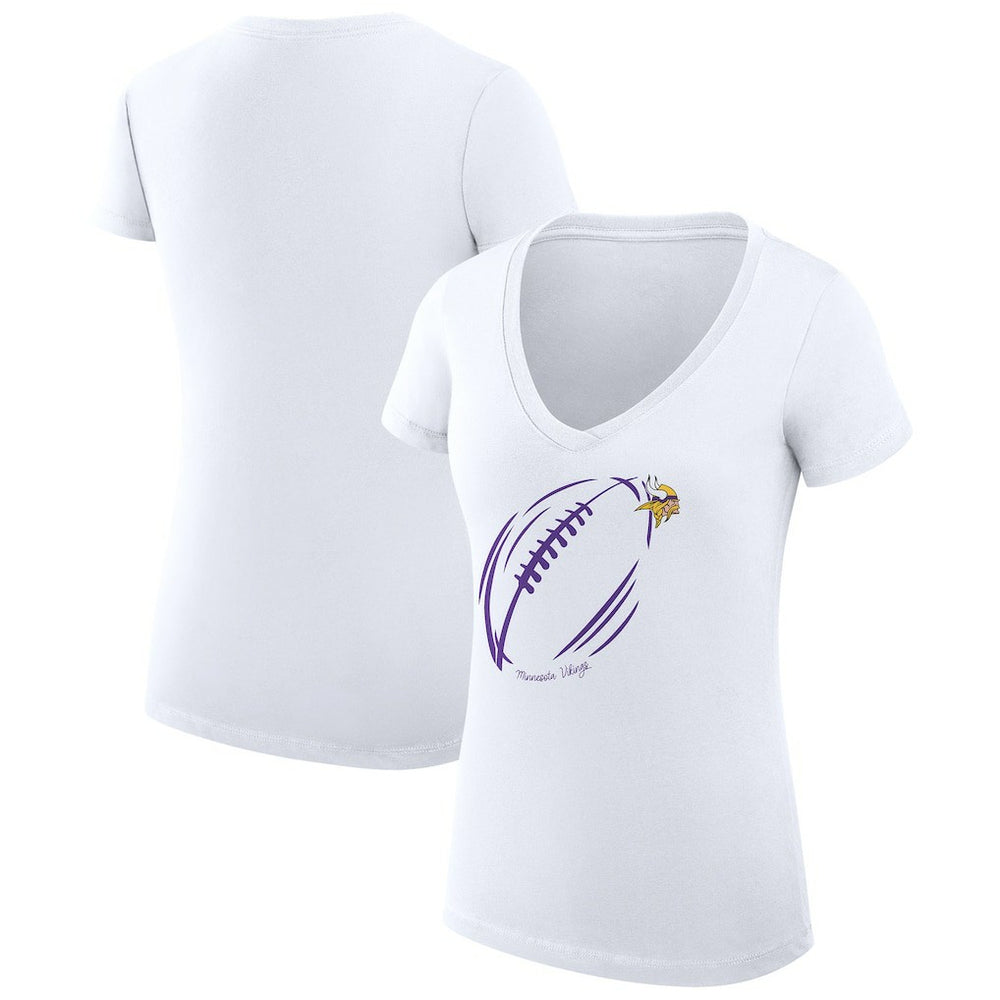 Minnesota Vikings G-III 4Her by Carl Banks Women's Super-Slim Fit Lightweight Subtle Football V-Neck T-Shirt White | NFL