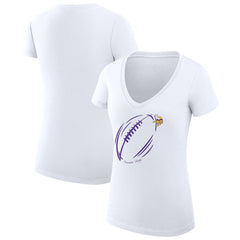 Minnesota Vikings G-III 4Her by Carl Banks Women's Super-Slim Fit Lightweight Subtle Football V-Neck T-Shirt White | NFL