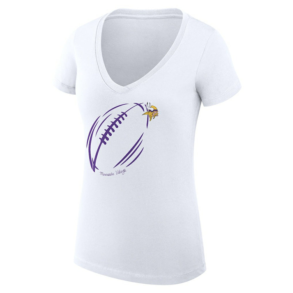 Minnesota Vikings G-III 4Her by Carl Banks Women's Super-Slim Fit Lightweight Subtle Football V-Neck T-Shirt White | NFL