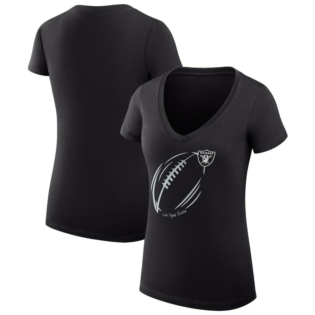Las Vegas Raiders G-III 4Her by Carl Banks Women's Super-Slim Fit Lightweight Subtle Football V-Neck T-Shirt Black | NFL