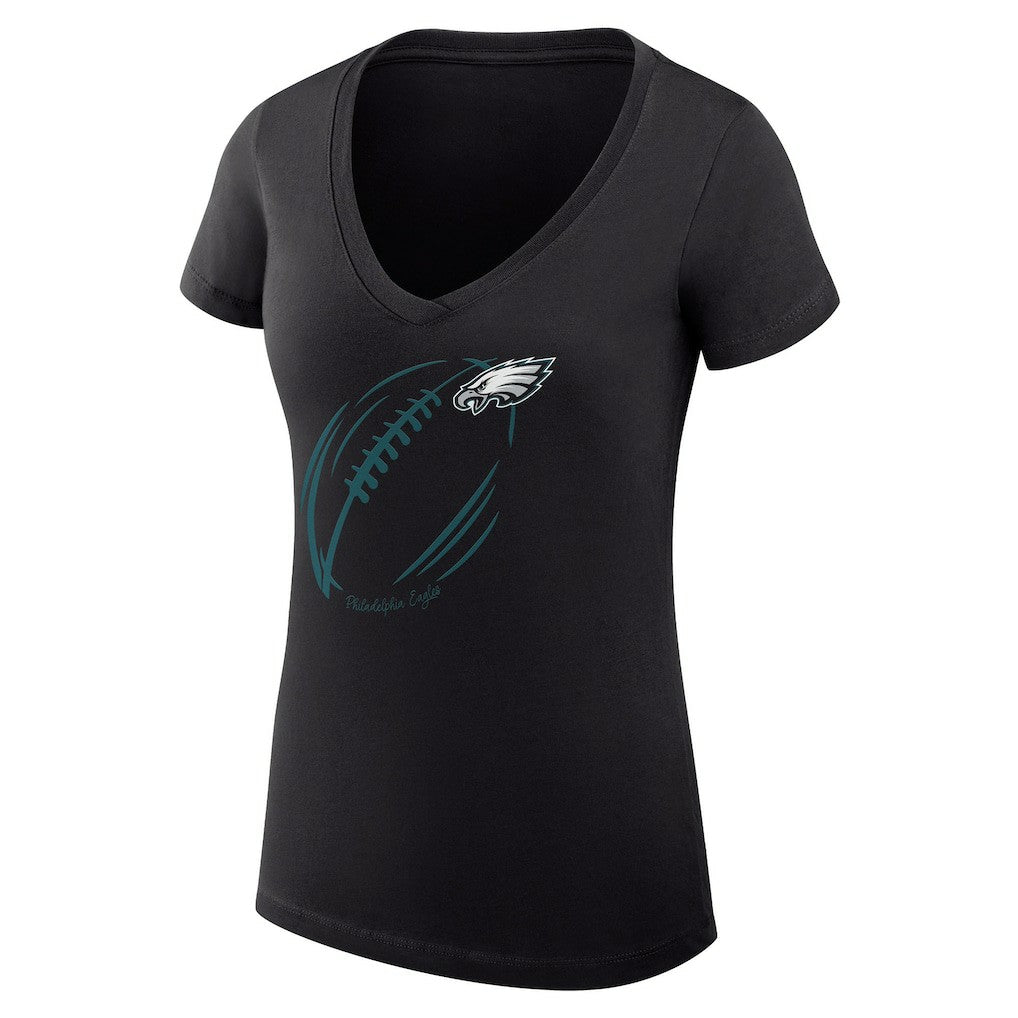 Philadelphia Eagles G-III 4Her by Carl Banks Women's Super-Slim Fit Lightweight Subtle Football V-Neck T-Shirt Black | NFL
