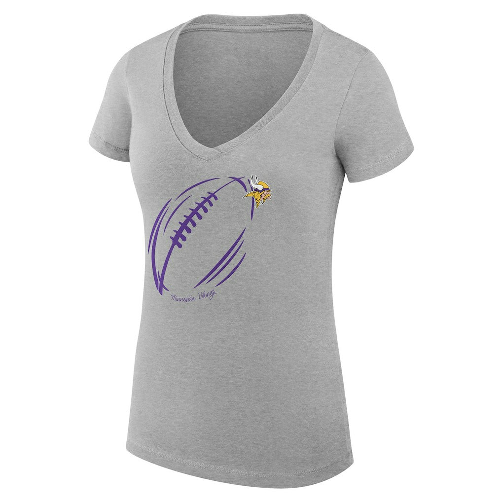 Minnesota Vikings G-III 4Her by Carl Banks Women's Super-Slim Fit Lightweight Subtle Football V-Neck T-Shirt Heather Gray | NFL