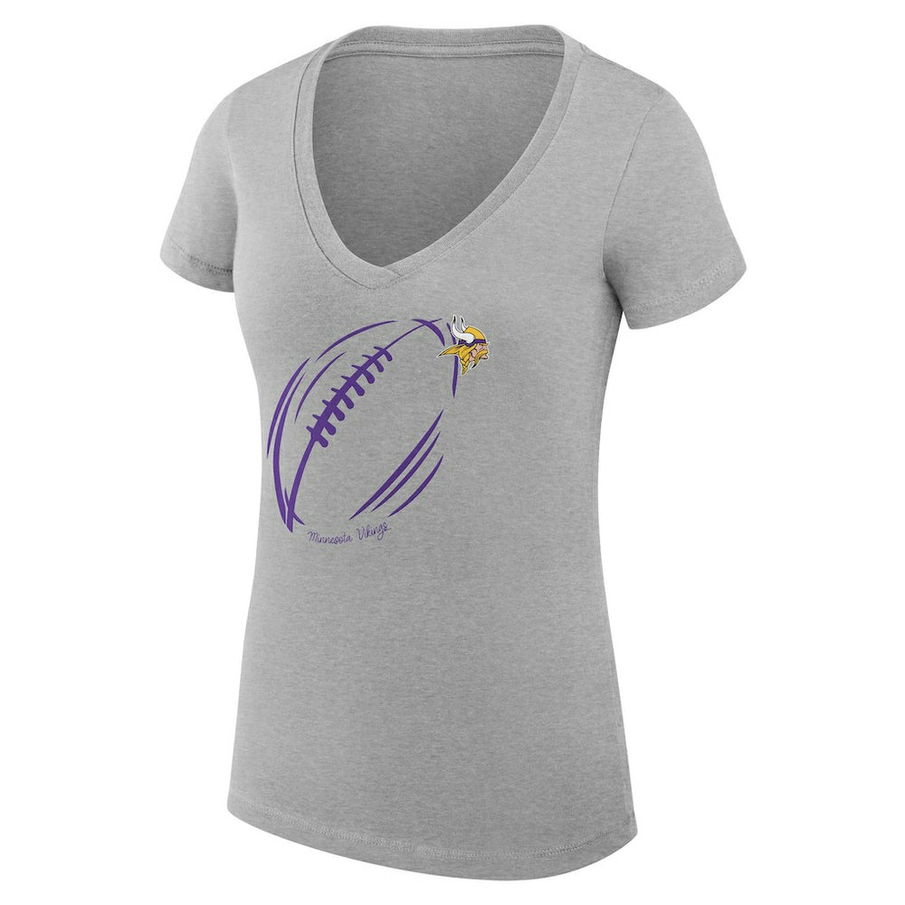 Minnesota Vikings G-III 4Her by Carl Banks Women's Super-Slim Fit Lightweight Subtle Football V-Neck T-Shirt Heather Gray | NFL