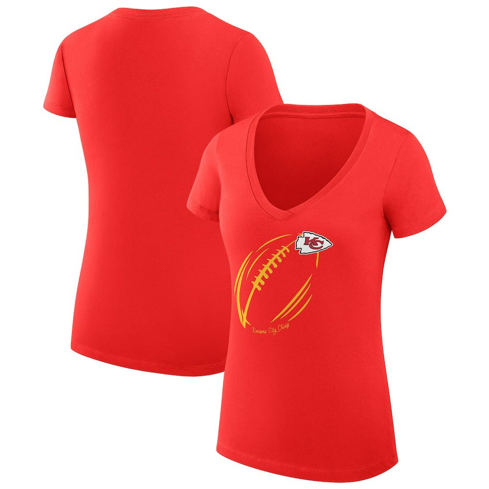 Kansas City Chiefs G-III 4Her by Carl Banks Women's Super-Slim Fit Lightweight Subtle Football V-Neck T-Shirt Red | NFL