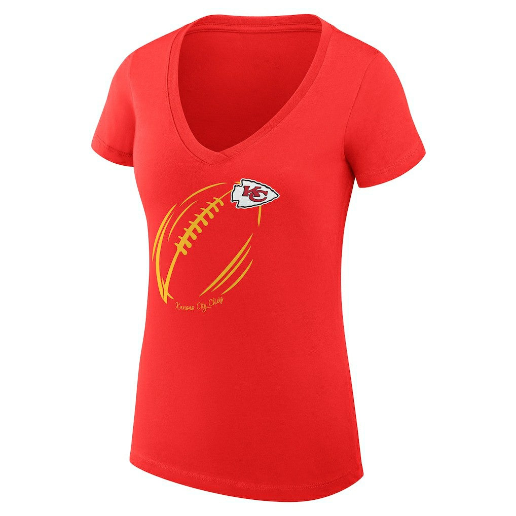 Kansas City Chiefs G-III 4Her by Carl Banks Women's Super-Slim Fit Lightweight Subtle Football V-Neck T-Shirt Red | NFL