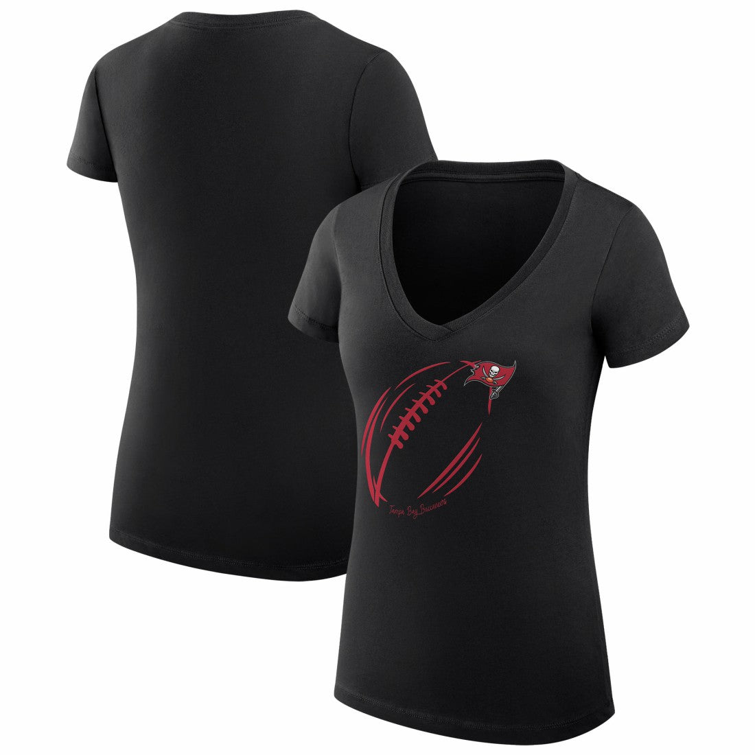 Tampa Bay Buccaneers G-III 4Her by Carl Banks Women's Super-Slim Fit Lightweight Subtle Football V-Neck T-Shirt Black | NFL