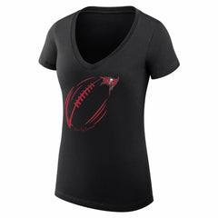 Tampa Bay Buccaneers G-III 4Her by Carl Banks Women's Super-Slim Fit Lightweight Subtle Football V-Neck T-Shirt Black | NFL