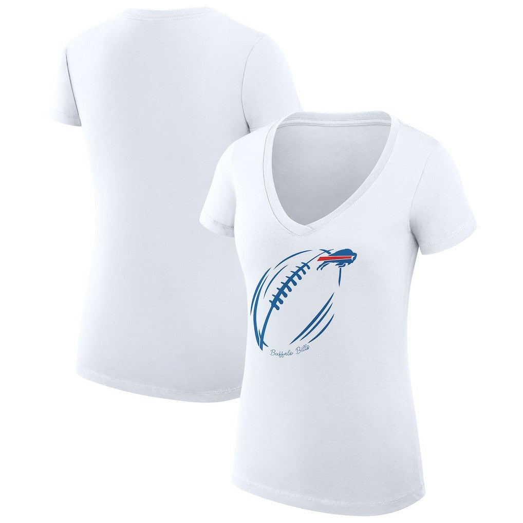 Buffalo Bills G-III 4Her by Carl Banks Women's Super-Slim Fit Lightweight Subtle Football V-Neck T-Shirt White | NFL