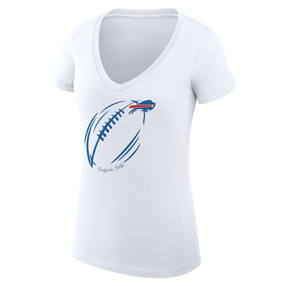 Buffalo Bills G-III 4Her by Carl Banks Women's Super-Slim Fit Lightweight Subtle Football V-Neck T-Shirt White | NFL
