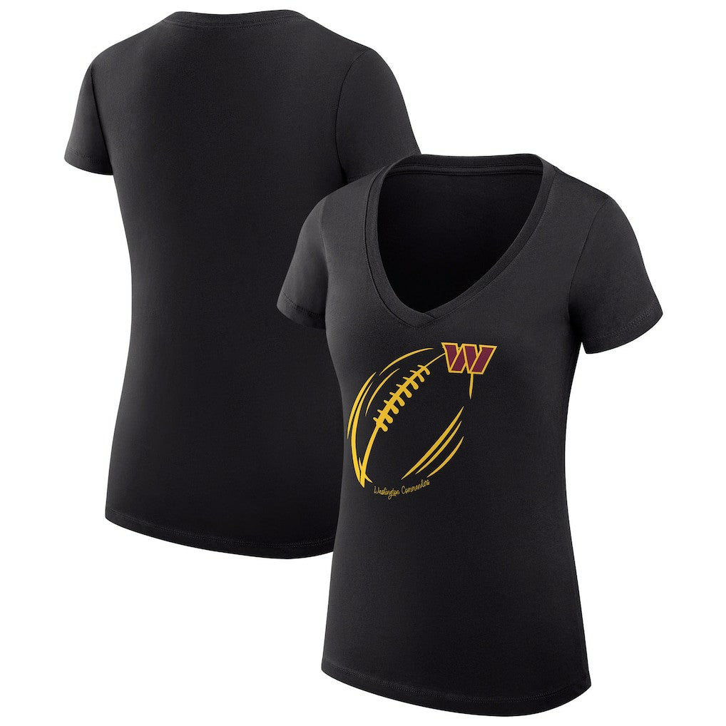 Washington Commanders G-III 4Her by Carl Banks Women's Super-Slim Fit Lightweight Subtle Football V-Neck T-Shirt Black | NFL