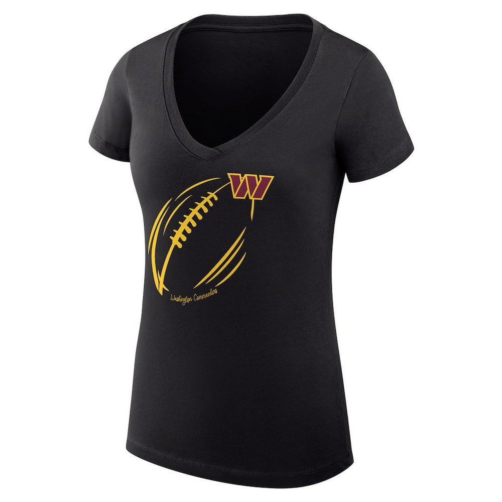 Washington Commanders G-III 4Her by Carl Banks Women's Super-Slim Fit Lightweight Subtle Football V-Neck T-Shirt Black | NFL