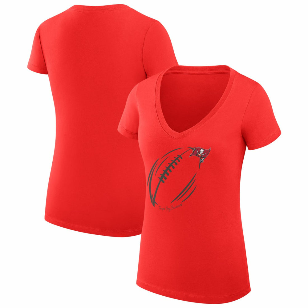 Tampa Bay Buccaneers G-III 4Her by Carl Banks Women's Super-Slim Fit Lightweight Subtle Football V-Neck T-Shirt Red | NFL