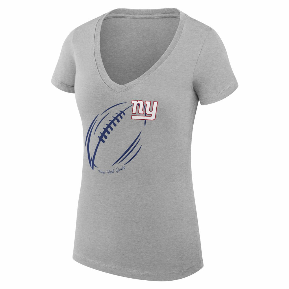 New York Giants G-III 4Her by Carl Banks Women's Super-Slim Fit Lightweight Subtle Football V-Neck T-Shirt Heather Gray | NFL