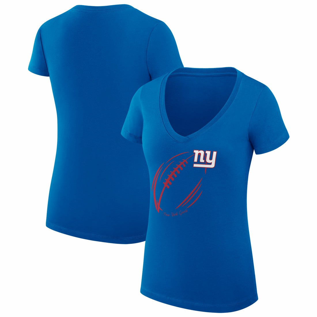 New York Giants G-III 4Her by Carl Banks Women's Super-Slim Fit Lightweight Subtle Football V-Neck T-Shirt Royal | NFL