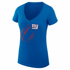 New York Giants G-III 4Her by Carl Banks Women's Super-Slim Fit Lightweight Subtle Football V-Neck T-Shirt Royal | NFL