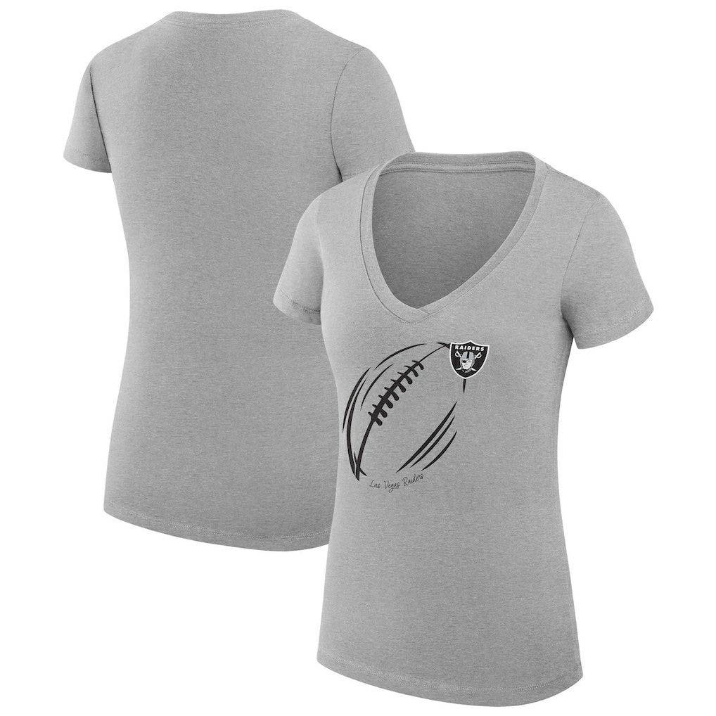 Las Vegas Raiders G-III 4Her by Carl Banks Women's Super-Slim Fit Lightweight Subtle Football V-Neck T-Shirt Heather Gray | NFL