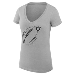 Las Vegas Raiders G-III 4Her by Carl Banks Women's Super-Slim Fit Lightweight Subtle Football V-Neck T-Shirt Heather Gray | NFL