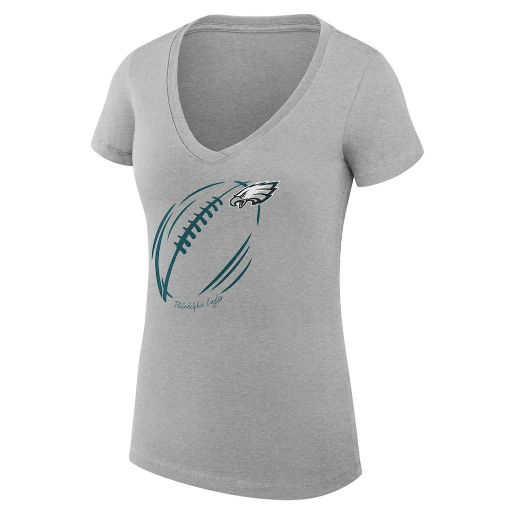 Philadelphia Eagles G-III 4Her by Carl Banks Women's Super-Slim Fit Lightweight Subtle Football V-Neck T-Shirt Heather Gray | NFL
