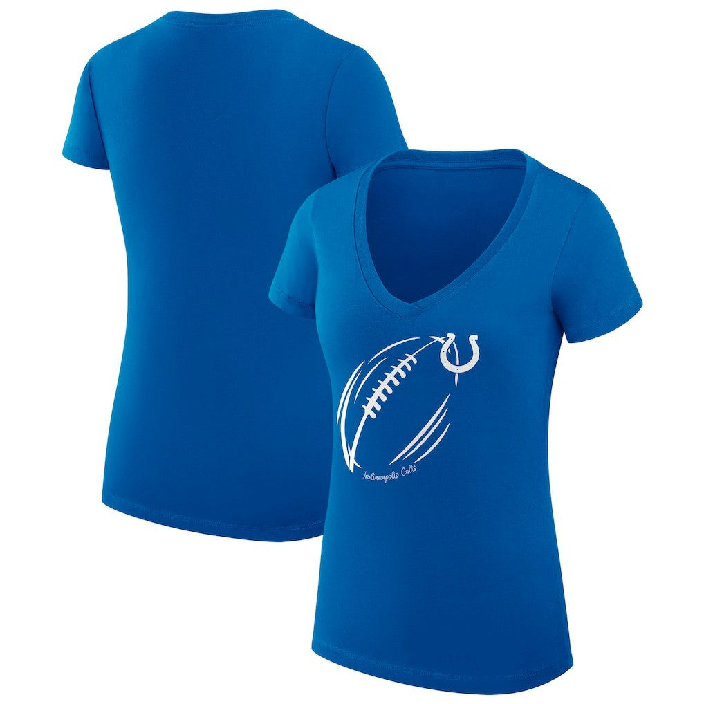 Indianapolis Colts G-III 4Her by Carl Banks Women's Super-Slim Fit Lightweight Subtle Football V-Neck T-Shirt Royal | NFL