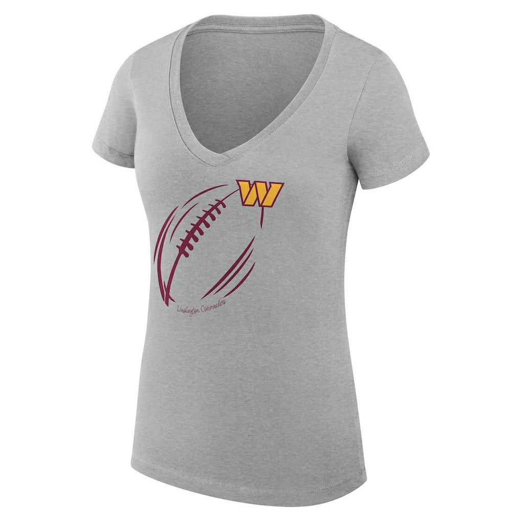 Washington Commanders G-III 4Her by Carl Banks Women's Super-Slim Fit Lightweight Subtle Football V-Neck T-Shirt Heather Gray | NFL
