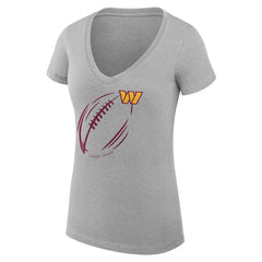 Washington Commanders G-III 4Her by Carl Banks Women's Super-Slim Fit Lightweight Subtle Football V-Neck T-Shirt Heather Gray | NFL