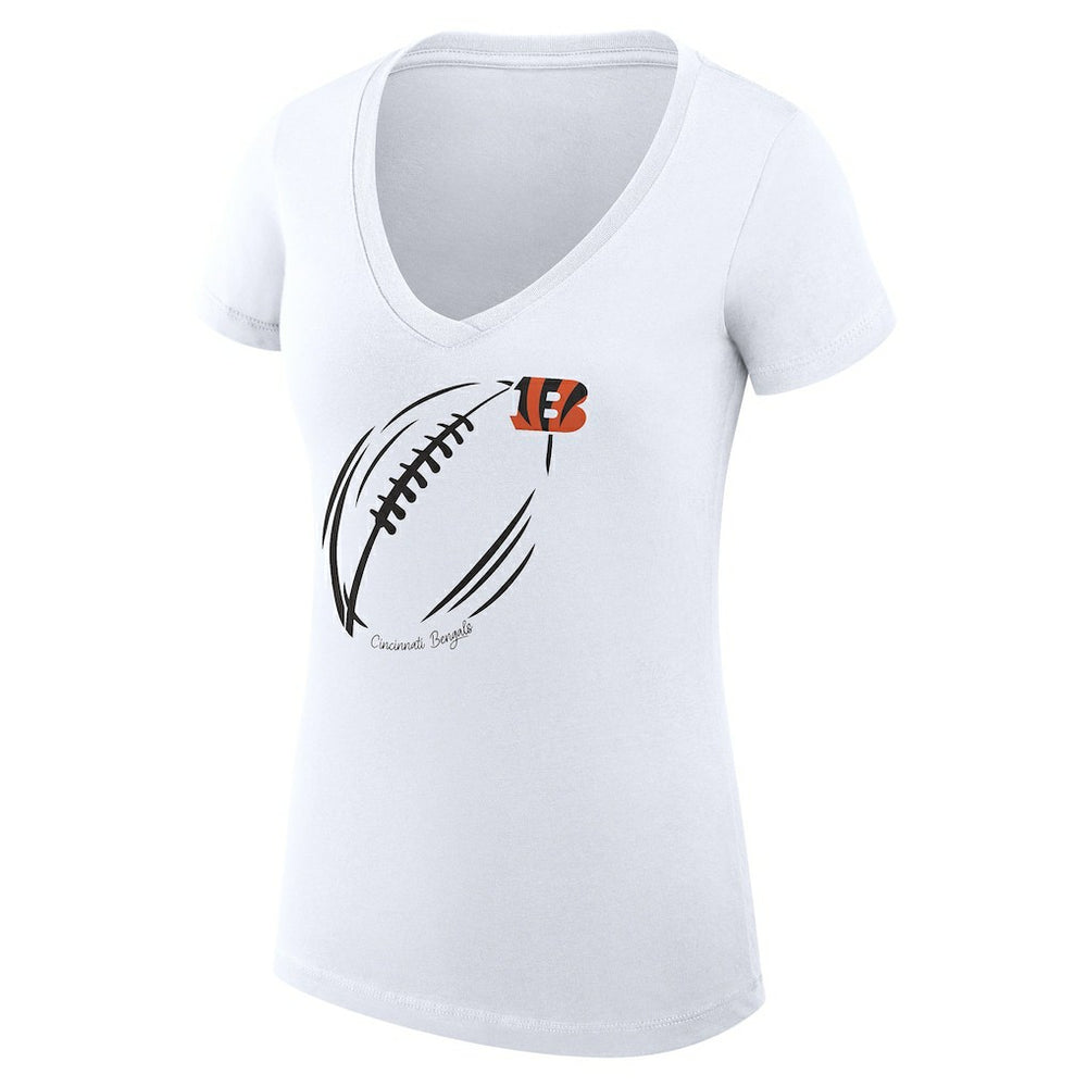 Cincinnati Bengals G-III 4Her by Carl Banks Women's Super-Slim Fit Lightweight Subtle Football V-Neck T-Shirt White | NFL